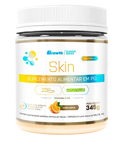 GROWTH SKIN 345G (COLÁGENO TIPO 1 + COLÁGENO VERISOL® + ÁCIDO HIALURÔNICO + VITAMINA C) - GROWTH SUPPLEMENTS