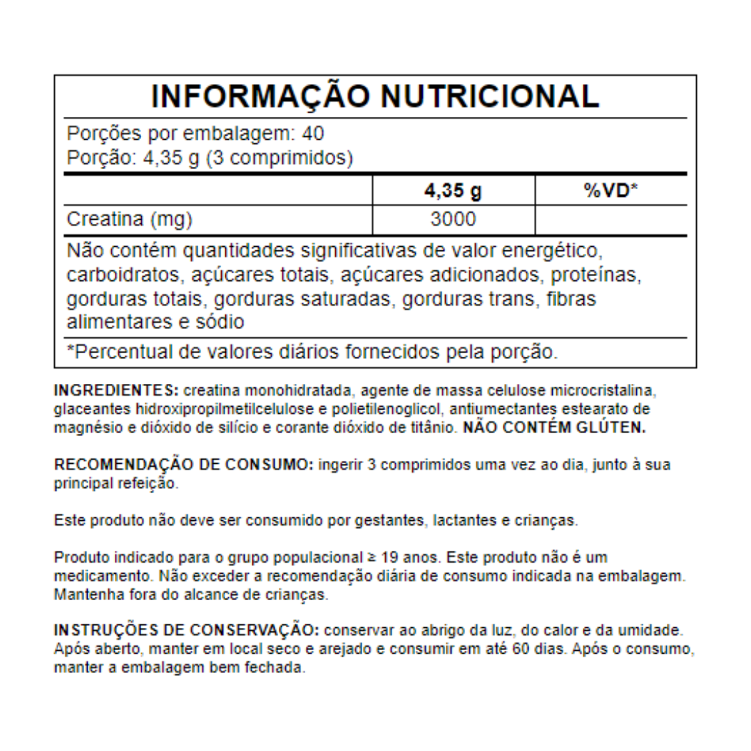 CREATINA CREAPURE MONOHIDRATADA 120 COMPRIMIDOS