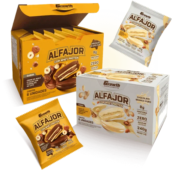 Alfajor com Whey Protein - Display C/ 6 Un. - Growth Supplements